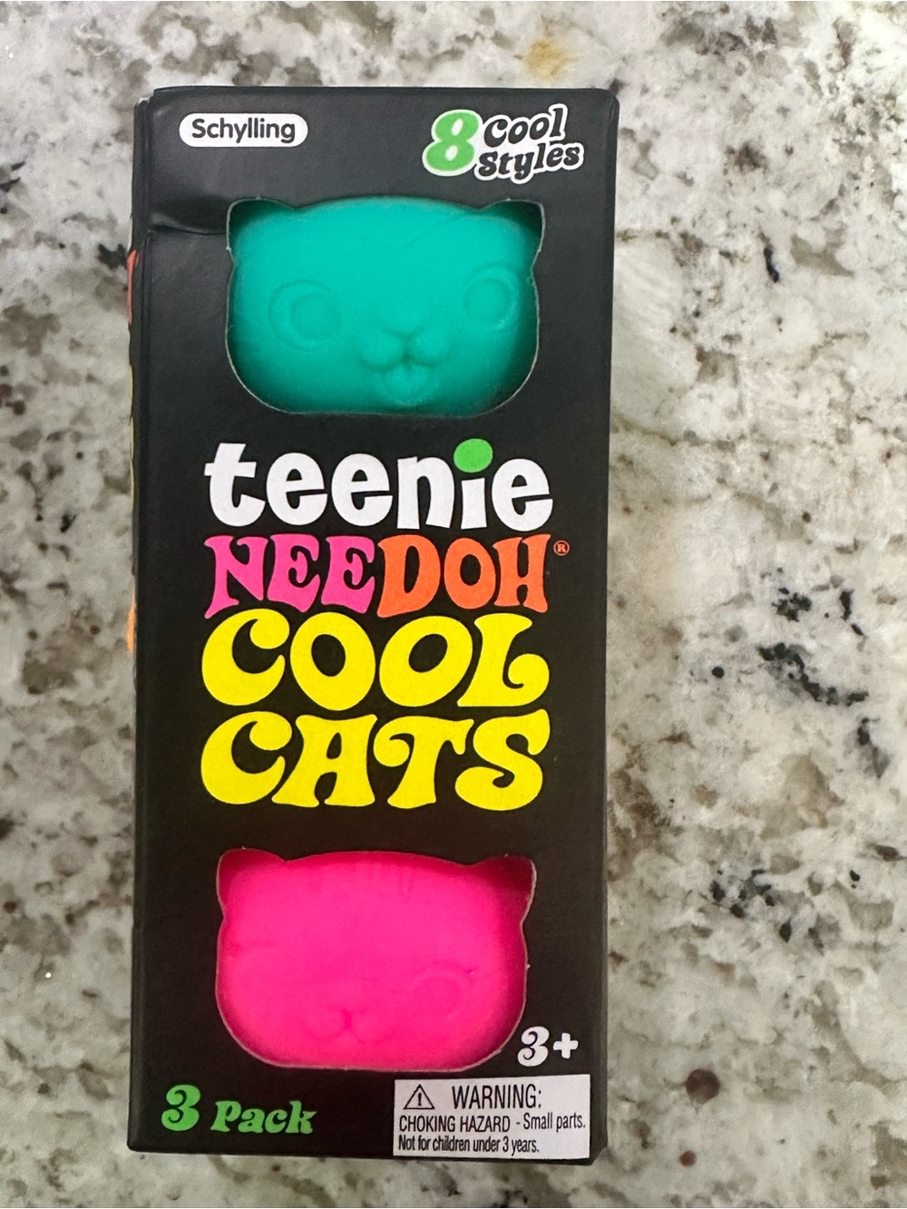 Teenie NeeDoh Cool Cats 3 Pack in Teal, Orange and Pink